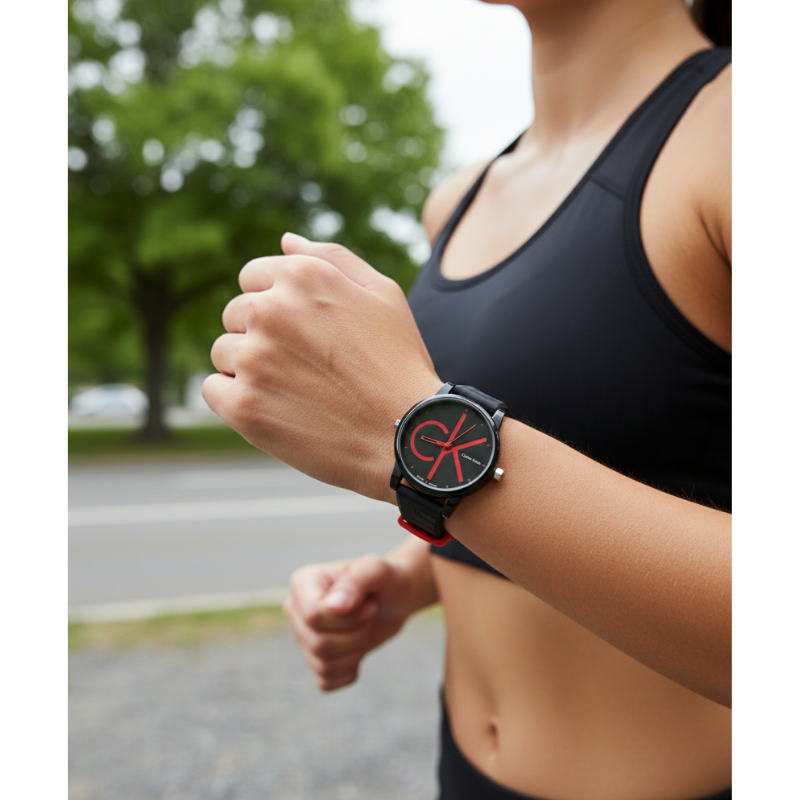 Montre calvin klein Sport Chic rouge noir – Élégance Moderne & Performance